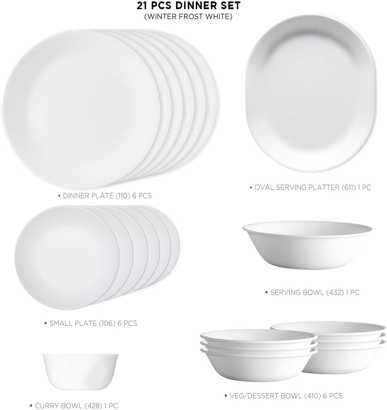 Corelle 21 Pc Dinner Set Winter Frost White