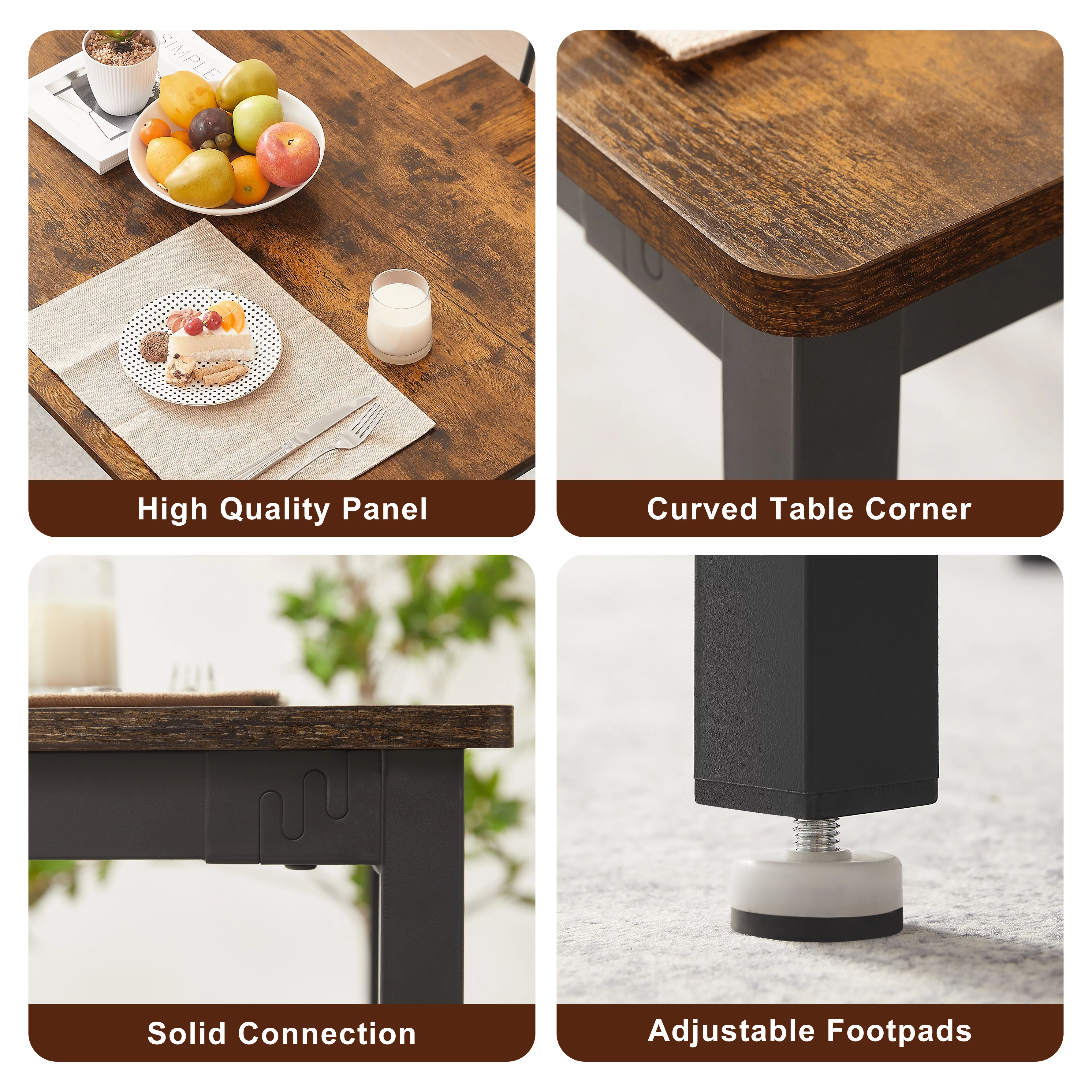 Modern Dining Table Set, 5 Piece Dining Set with 4 Chairs, Dinette Table and Chairs Set for Small Space, Kitchen Breakfast Table Set for 4, D9229
