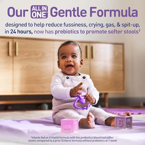 Enfamil NeuroPro Gentlease Baby Formula, Brain Building DHA, HuMO6 Immune Blend, Designed to Reduce Fussiness, Crying, Gas & Spit-up in 24 Hrs, has Prebiotics to Promote Softer Stools, Baby Milk, 35.2 Oz (Pack of 4)