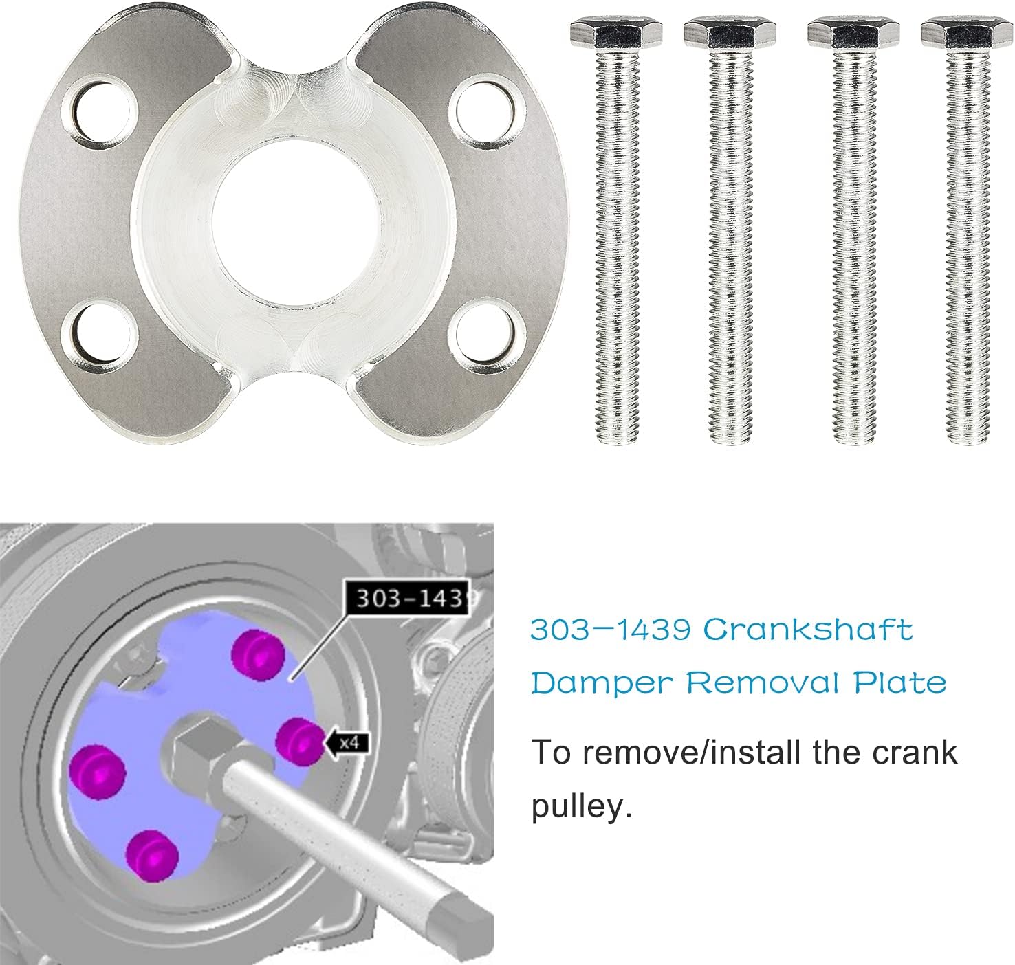 Crankshaft Crank Puller Pulley Set for Jaguar Land Rover 3.0lt (V6) & 5.0lt (V8) Replace OE 303-1437; 303-1438; 303-1439; 303-1440; 303-1441