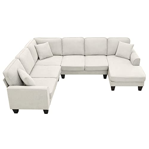 Sectional Couch-108 Modern U Shape Sectional Sofa, 7 Seat Modular Sectional Sofa with 3 Pillows, for Living Room, Apartment, Office