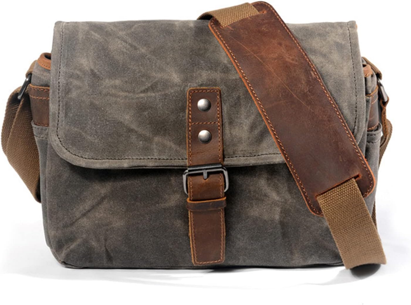 WISEHOMER Vintage DSLR Camera Bag,Waterproof Canvas Photography Packages, Cameras and Lenses Shoulder Sling Case, Micro Single Messenger Men (Coffee)