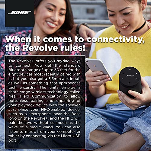 Bose SoundLink Revolve+ (Series II) Bluetooth Speaker, Portable Speaker with Microphone, Wireless Water Resistant Travel Speaker with 360 Degree Sound, Long Lasting Battery and Handle, Black