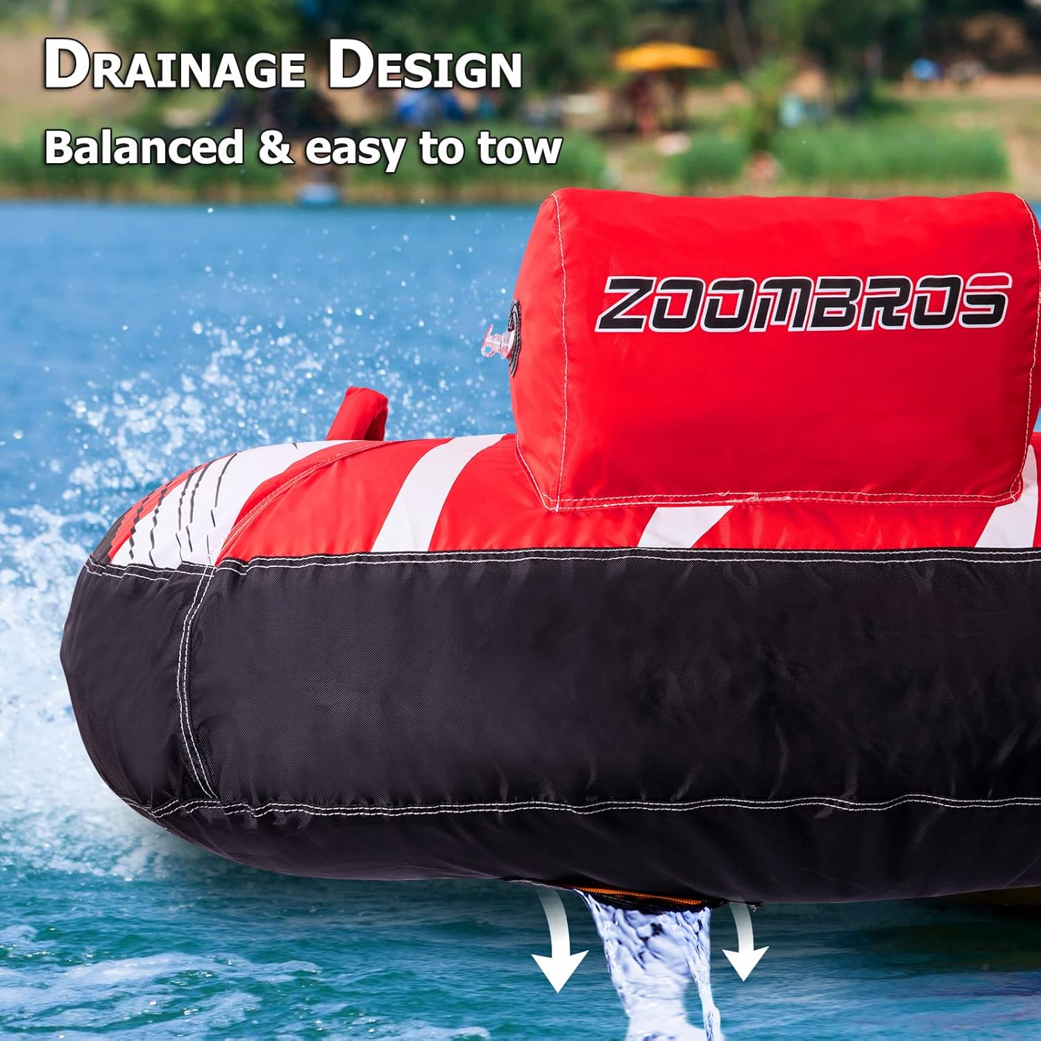 ZOOMBROS Towable Tubes for Boating 2 Person, Water Tubes for Boats to Pull, Safety Inflatable Boat Tubes and Towables, Water Sport Towables with Drainage, Quick Connector, Large Capacity