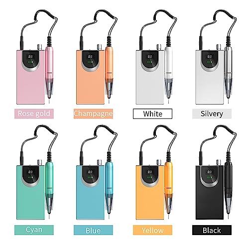 Nail Drill, Portable Cordless Nail Drill Machine, 30000RPM Rechargeable Manicure Electric Nail File Drill Machine Manicure Pedicure Tool, Nail Drill Bits Sanding Ba (Bianco A)