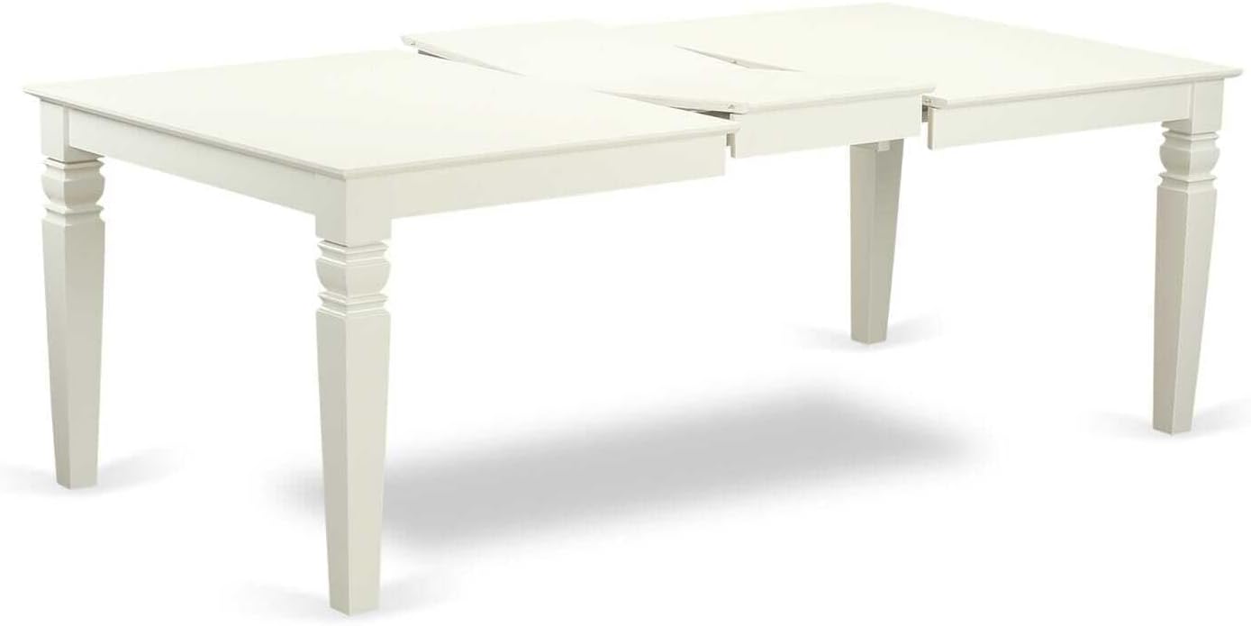 9 Piece Dining Set Includes A Rectangle Kitchen Table with Mediterranean Magic Leaf and 8 Padded Chairs, Linen White