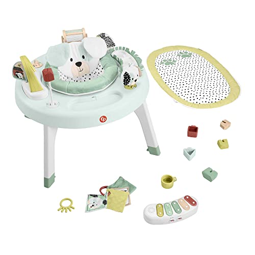 Fisher-Price 3-in-1 Snugapuppy Activity Center & Portable Baby Chair Sit-Me-Up Floor Seat with Developmental Toys & Machine Washable Seat Pad, Windmill