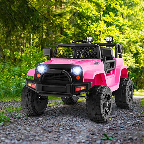 HONEY JOY Ride on Truck, 12V Licensed Toyota FJ Electric Car for Kids, Shock Suspension, LED Lights & Music, Battery Powered Kids Car to Drive, Ride On Car with Remote Control, Camouflage