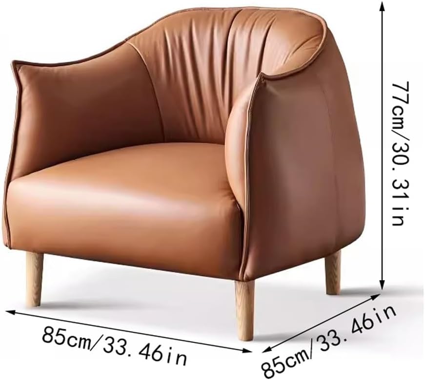 Couch for Living Room Leather Sofa Modern Minimalist Solid Wood Sofa Chair Nordic Small Apartment Living Room Light Luxury Single Sofa Samll Sofa