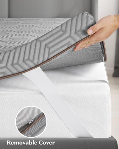 BedStory 4 Inch Memory Foam Mattress Topper Queen - Gel Foam Bed Toppers with Removable Cover - High Density Memory Foam