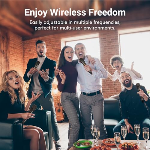 TONOR Wireless Microphones System with 4x10 Channels Cordless Handheld Microfono Inalambrico, 200FT UHF Range, Mics with stable signal Transmission for Karaoke Singing Party Church Wedding PA Speaker