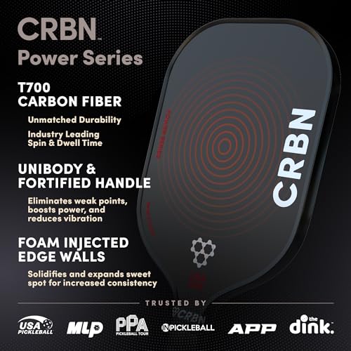 CRBN X Series Power Pickleball Paddle - Carbon Fiber Pickleball Paddle with Foam Injected Edges for Expanded Sweet Spot