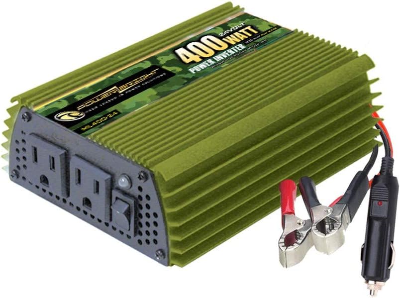 PowerBright 400 Watt 24V Power Inverter, Dual 110V AC Outlets, Modified Sine Wave, Back Up Power Supply for Small Appliances, Blenders, Vacuums & Power Tools w/ Battery Cables Included - CE Approved Pack of 2