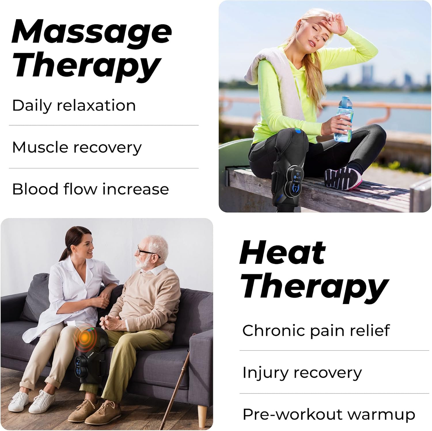 REATHLETE XPRESS Knee Massager: Leg Compression Massager for Knee Pain Relief | Leg Massager With Heat and Compression | Also Calf Massager or Thigh Massager | Leg Compression Massager for Circulation
