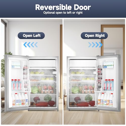 4.3 Cu.Ft Mini Fridge with Freezer, Single Door Mini Refrigerator w/7 Settings Temperature Adjustable and 3 Removeble Shelves, Compact Fridge for Apartment, Bedroom, Office, Dorm, Black