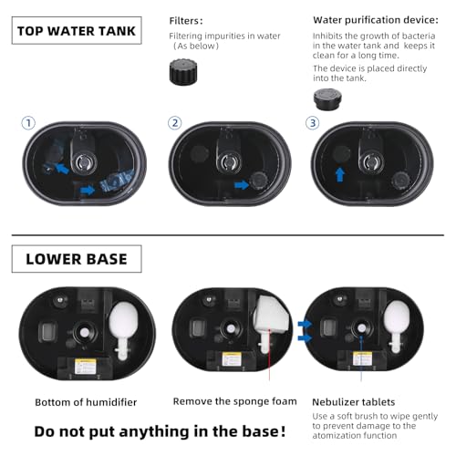 6L Humidifiers for Bedroom Large Room Home, Cool and Warm Humidifiers for Baby and Plants Mist Top Fill Desk Humidifiers Essential Oil Diffuser, Quiet with Adjustable Mist,360°Nozzle-Black