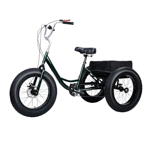 Adults Tricycle,3 Wheel Bikes,20 Inch 7 Speed Tricycle with Basket Double Disc Brake for Women Men Seniors 3 Wheel Cruise Bicycle for Shopping Beach City Maximum 450lbs