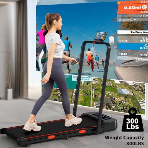 3 in 1 Walking Pad Treadmill with Handle Bar & Incline, 300 lb Capacity, 2.5HP Under Desk Treadmill, Portable Foldable Treadmills for Home Small Spaces Office