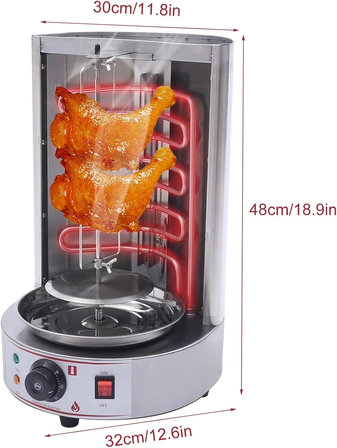 Vertical Chicken Rotisserie Oven, 3000W Electric Shawarma Grill Machine, Topcounter Doner Kebab Grill Machine Meat Grill Broiler with Double Heating Tubes, Commercial Gyro BBQ Grill Maker for Chicken