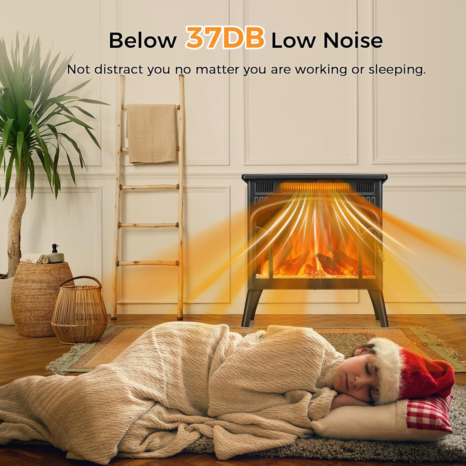 Joy Pebble Upgraded Electric Fireplace Heater, Free-Standing 3D Infrared Fireplace Stove with Remote Control &Timer, Adjustable Flame Colors and Speed, Overheating Protection, 5100 BTU,1500W
