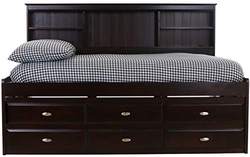 Discovery World Furniture Bookcase Daybed with 6 Drawers, Full, Espresso