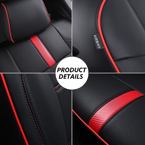 PTYYDS Seat Covers Compatible with 2016-2023 Toyota Tacoma Seat Covers Replacement for 16-23 Tacoma SR5 TRD Off Road Limited Accessories(Fit 16-23 Tacoma,Full Set,Black+Red)