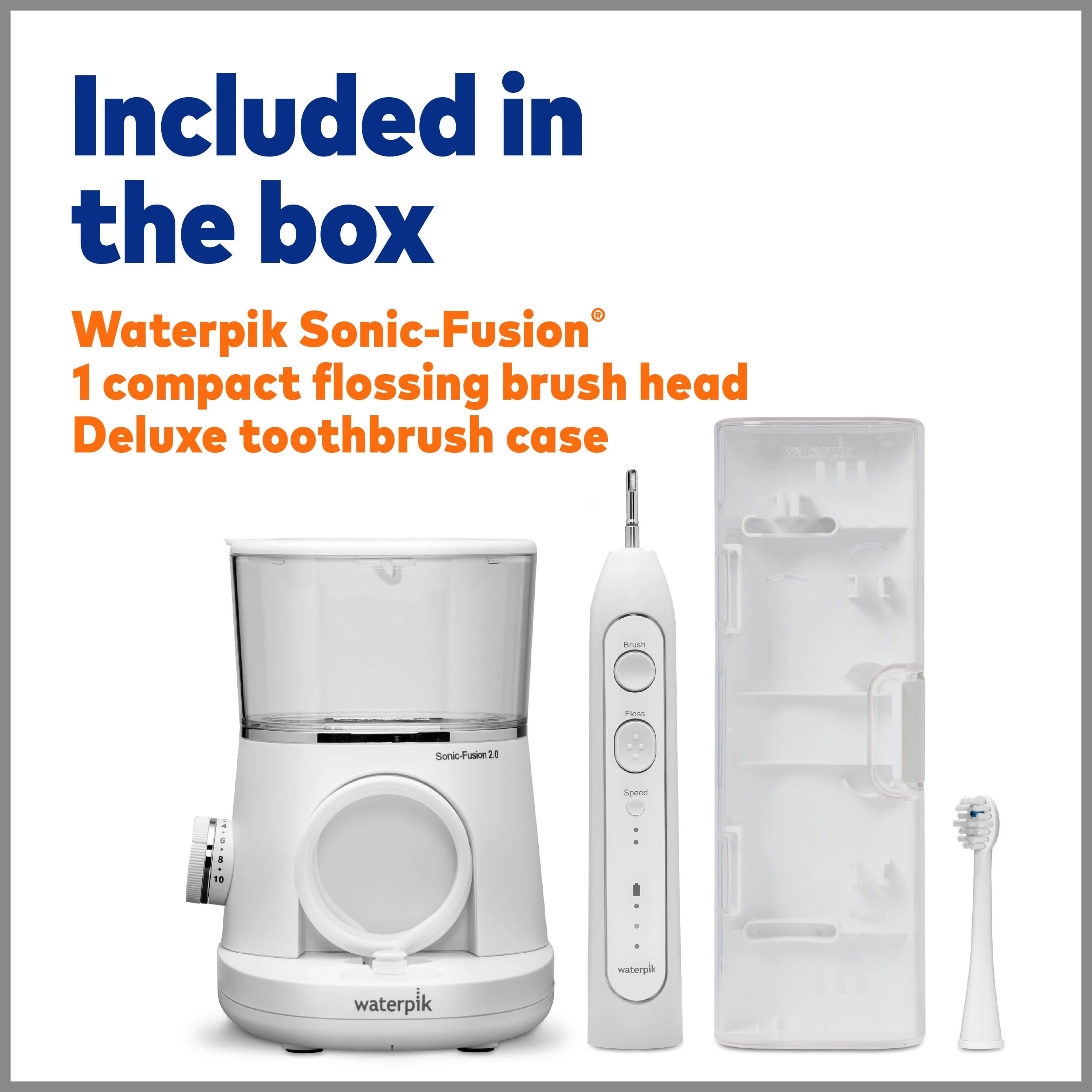 Waterpik Sonic-Fusion 2.0 Flossing Toothbrush, Electric Toothbrush & Water Flosser Combo, White