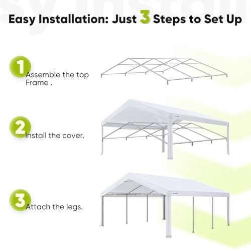 Quictent 20x20 Party Tent Heavy Duty Outdoor Canopy Tent Carport Wedding Event Shelter BBQ Wedding Tents for Parties with Storage Bags(Mesh)