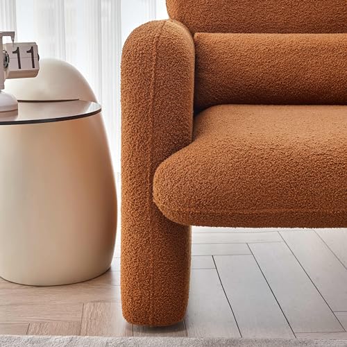 30.7 x 33.5 Modern Accent Chair with Lambskin Sherpa Fabric, Upholstered Comfy Reading Arm Chair for Living Room Bedroom Reception Waiting Room Office(Cream)…