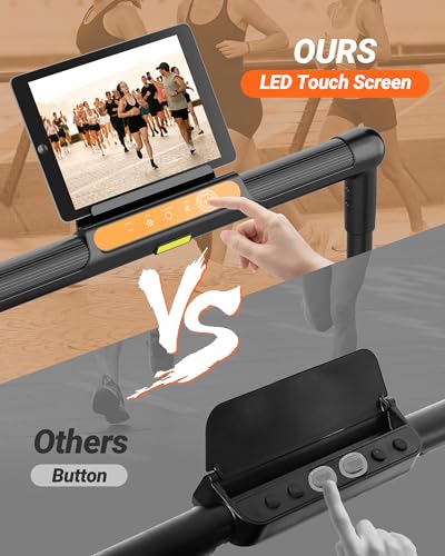 THERUN 2.5HP Treadmill, 2 in 1 Under Desk Walking Pad Treadmill, Electric Compact Space Folding Treadmill for Home Office with LED Touch Screen 0.6-7.6MPH Wider Running Belt, No Assembly Needed