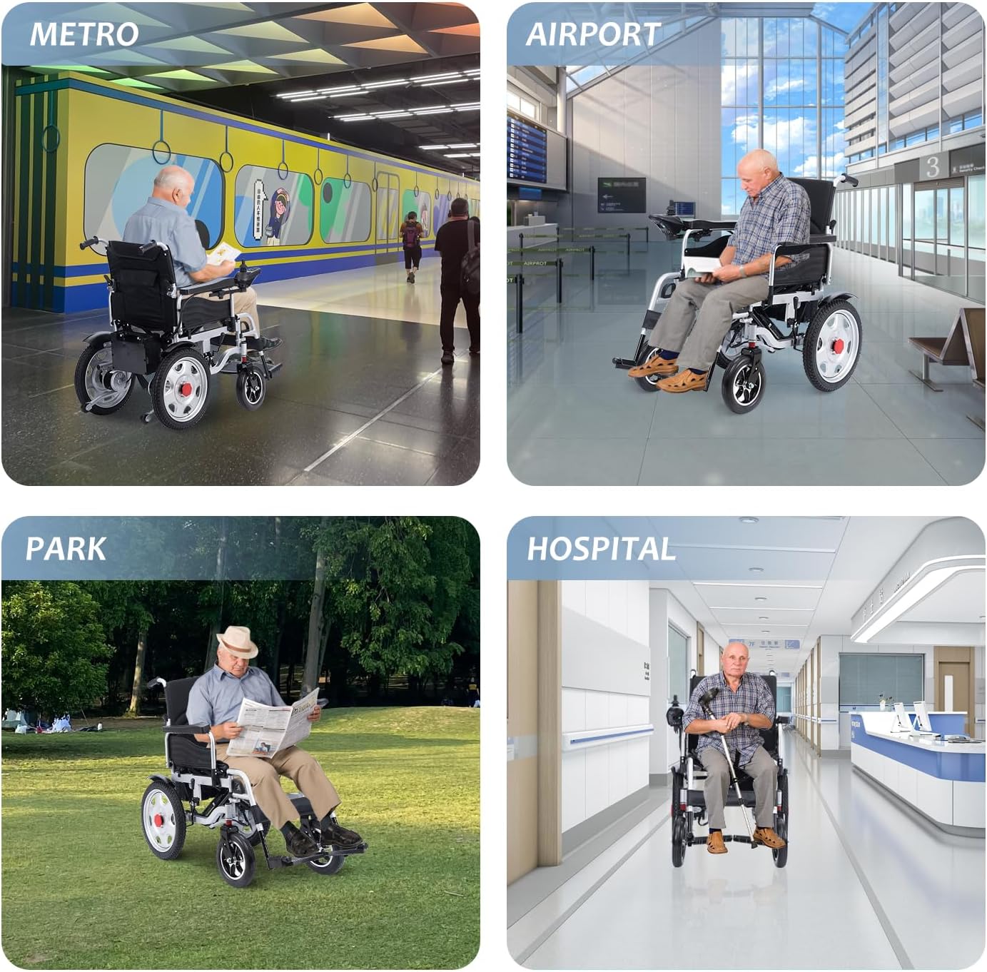 Electric Wheelchair for Adults,500W Motor Lightweight Foldable Motorized Wheelchair for Seniors Intelligent All Terrain Power Wheelchair 20 Miles Long Travel Range Compact Portable Airline Approved