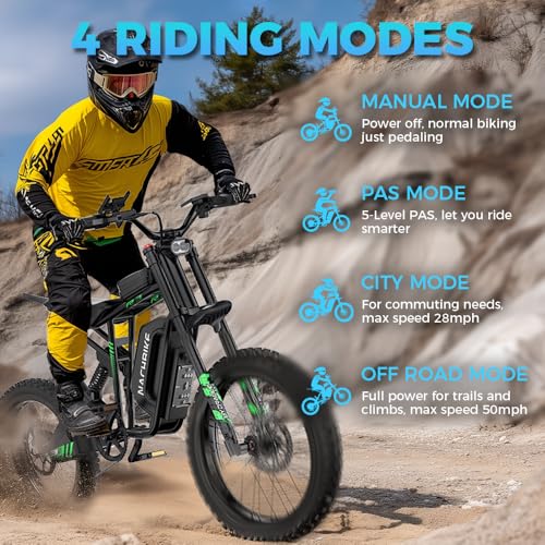 50MPH 6000W / 40MPH 3000W Electric Dirt Bike for Adults, 60V 25Ah Removable Battery Electric Motorcycle Up to 50miles, 24.5" MTB Tires (Rim 19'') E Moto, All Terrain E Bike Full Suspension