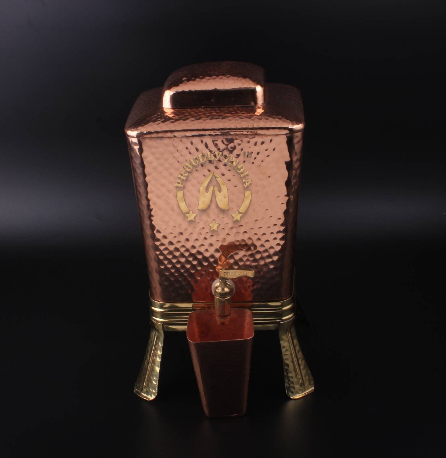 Proudlyindia  Water Tap Dispenser, Copper Dispenser, Water Dispenser, Copper Pot, Copper Water Vessel, Water Container, Vintage Water Cooler