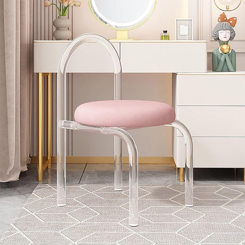 Acrylic Transparent Modern Chair Transparent Fluid Style, Casual Light Luxury Dining Chair, Bedroom Makeup Chair, Weight Capacity 330 Lb,Grey
