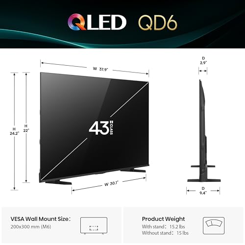 Hisense 85" Class QD6 Series (85QD6QF, 2025 Model) QLED 4K UHD Smart Fire TV, Voice Remote with Alexa, Dolby Vision, Dolby Atmos, Motion Rate 120, HDR 10+, Game Mode Plus, MEMC, VRR, ALLM
