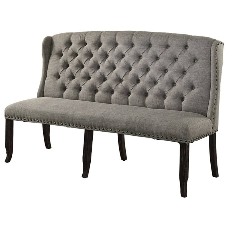 Furniture of America Langly 66x22 Settee in Light Gray