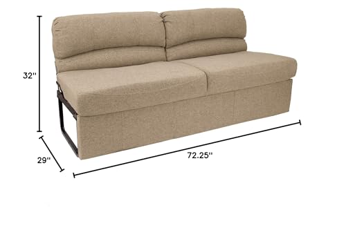RecPro Charles RV 72" Jackknife Sofa | Love Seat | Sleeper Sofa | RV Furniture | RV Couches | Cloth (Oatmeal)