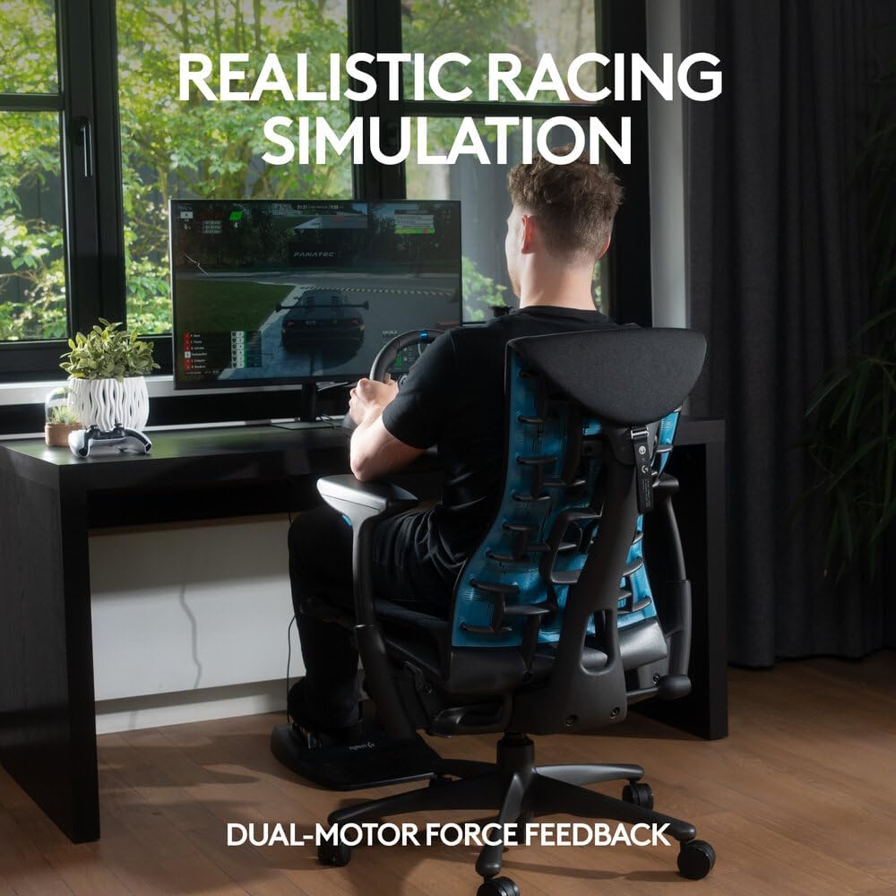 Logitech G29 Driving Force Racing Wheel and Floor Pedals, Real Force Feedback, Stainless Steel Paddle Shifters, Leather Steering Wheel Cover, Adjustable Floor Pedals, UK-Plug, PS4/PS3/PC/Mac – Black