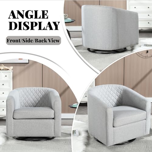 360° Swivel Barrel Accent Chair Set of 2, Comfy Upholstered Nursery Rocking Chair, Waterproof Oil Waxed PU Leather Swivel Glide Armchair for Living Room Bedroom Home Office (Brown)