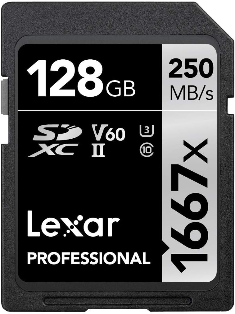 Lexar Professional 1667x 128GB (2-Pack) SDXC UHS-II Cards, Up To 250MB/s Read, for Professional Photographer, Videographer, Enthusiast (LSD128CBNA16672)