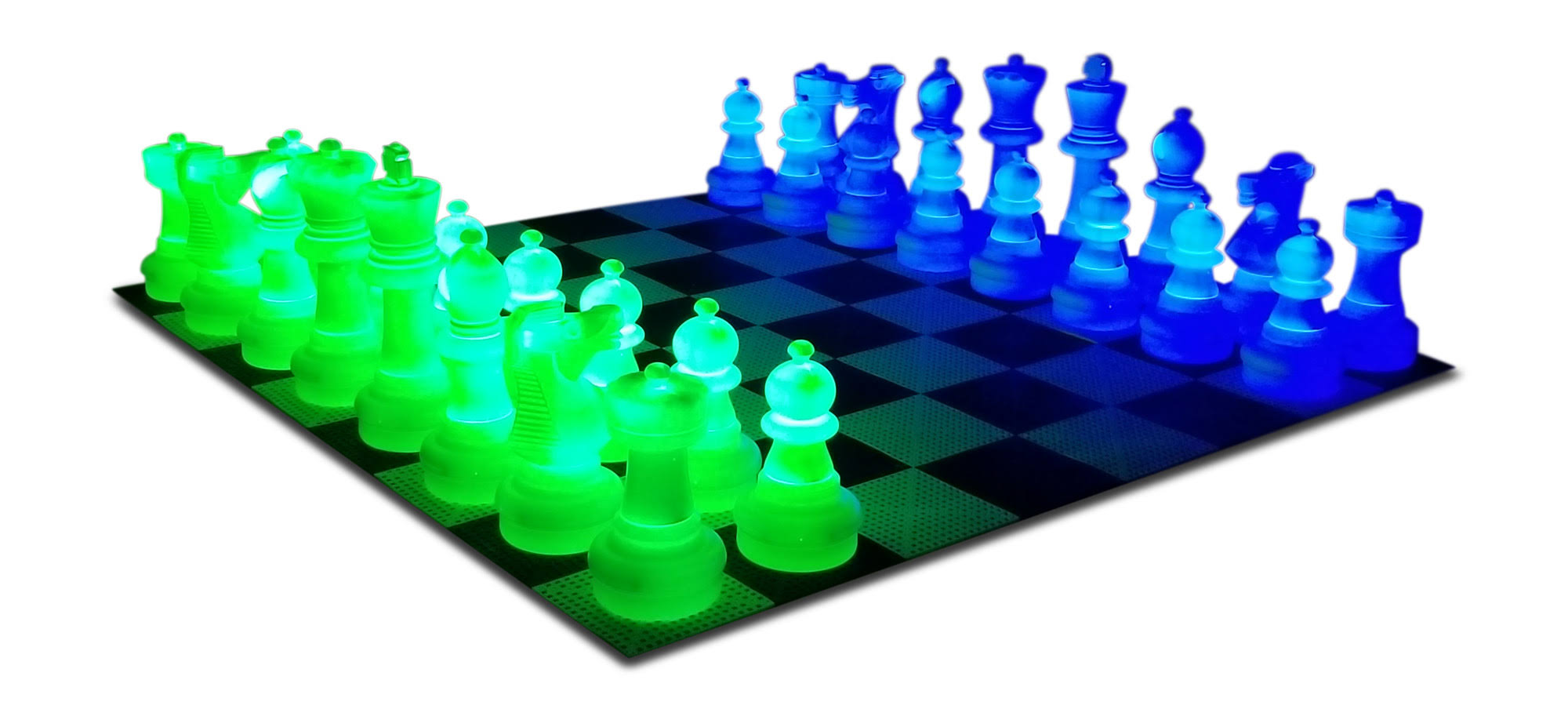 2' Tall Light-Up Giant Chess Set - Night Use - 2 White Sides Light Red and White MegaChess Color: Blue/Green