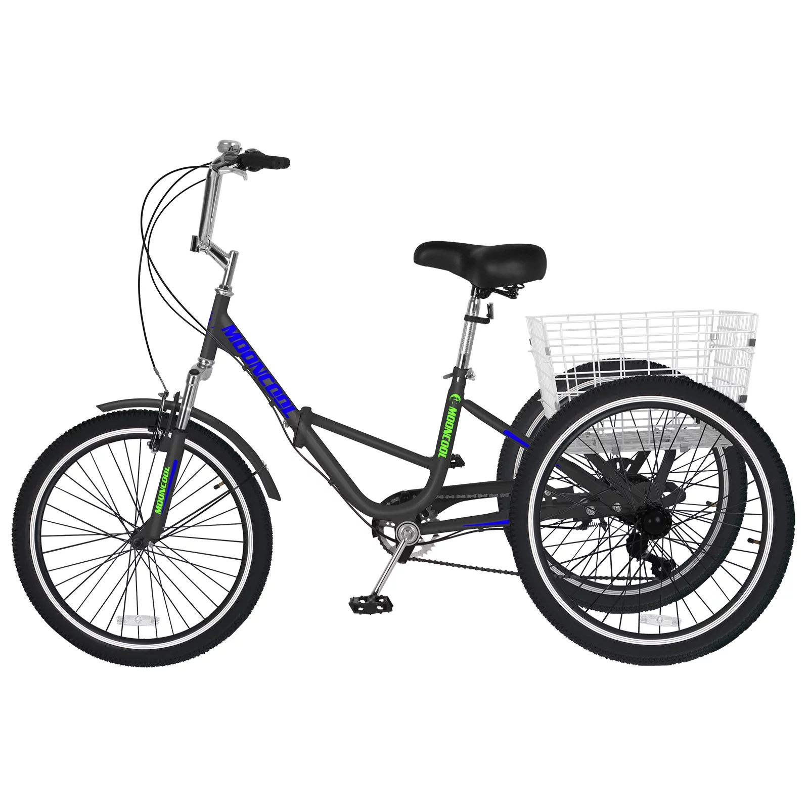 LILYPELLE 24 Adult Tricycle 7 Speed, Three Wheel Bikes for Adults 400lbs,Low-Step Through Trike Cruiser for Exercise Shopping Outdoor Activities,Cyan