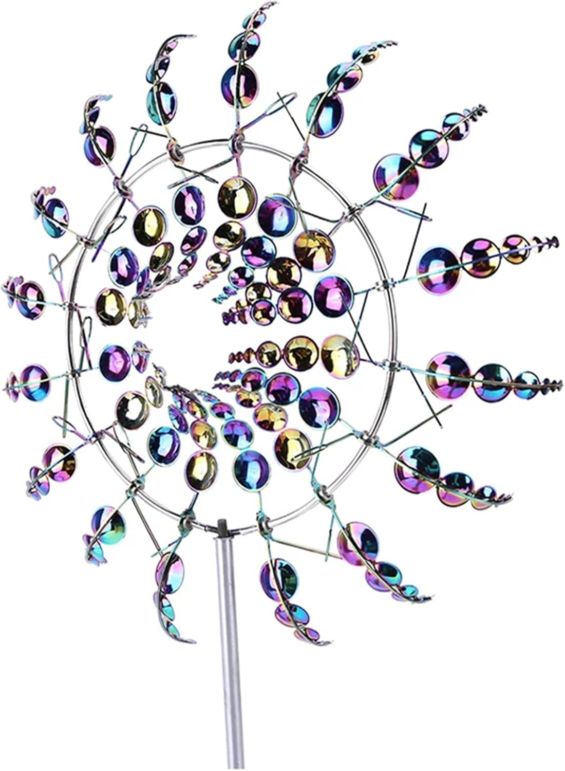 Magical Metal Windmill, Wind Spinner Outdoor, Wind Powered Kinetic Sculpture, 3D Wind Sculptures Wind Catchers for Yard and Garden Decoration (Rainbow)