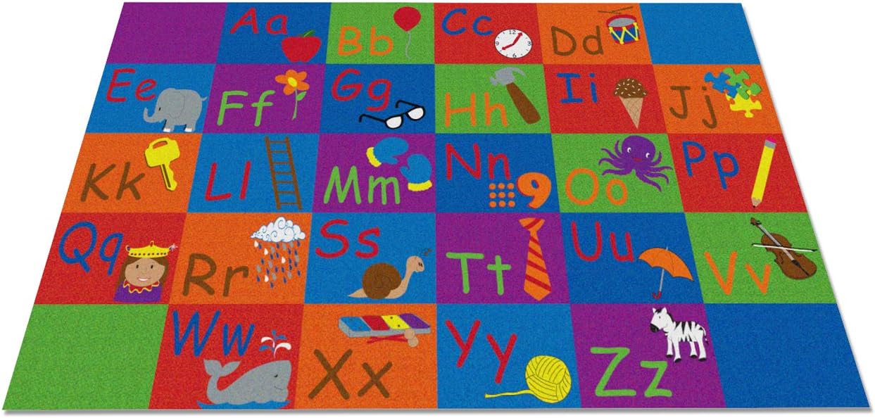 Kid Carpet All in A Row Letter Classroom Rug, 7'6" x 12' Rectangle