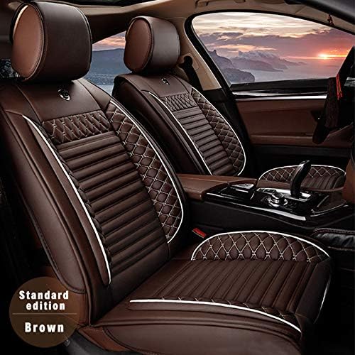5pcs Car Seat Covers for Acura Most 5-Seats Universal Model，Classic Soft Comfortable Waterproof Full Set PU Leather Car Front/Rear Seat Pads(Beige)