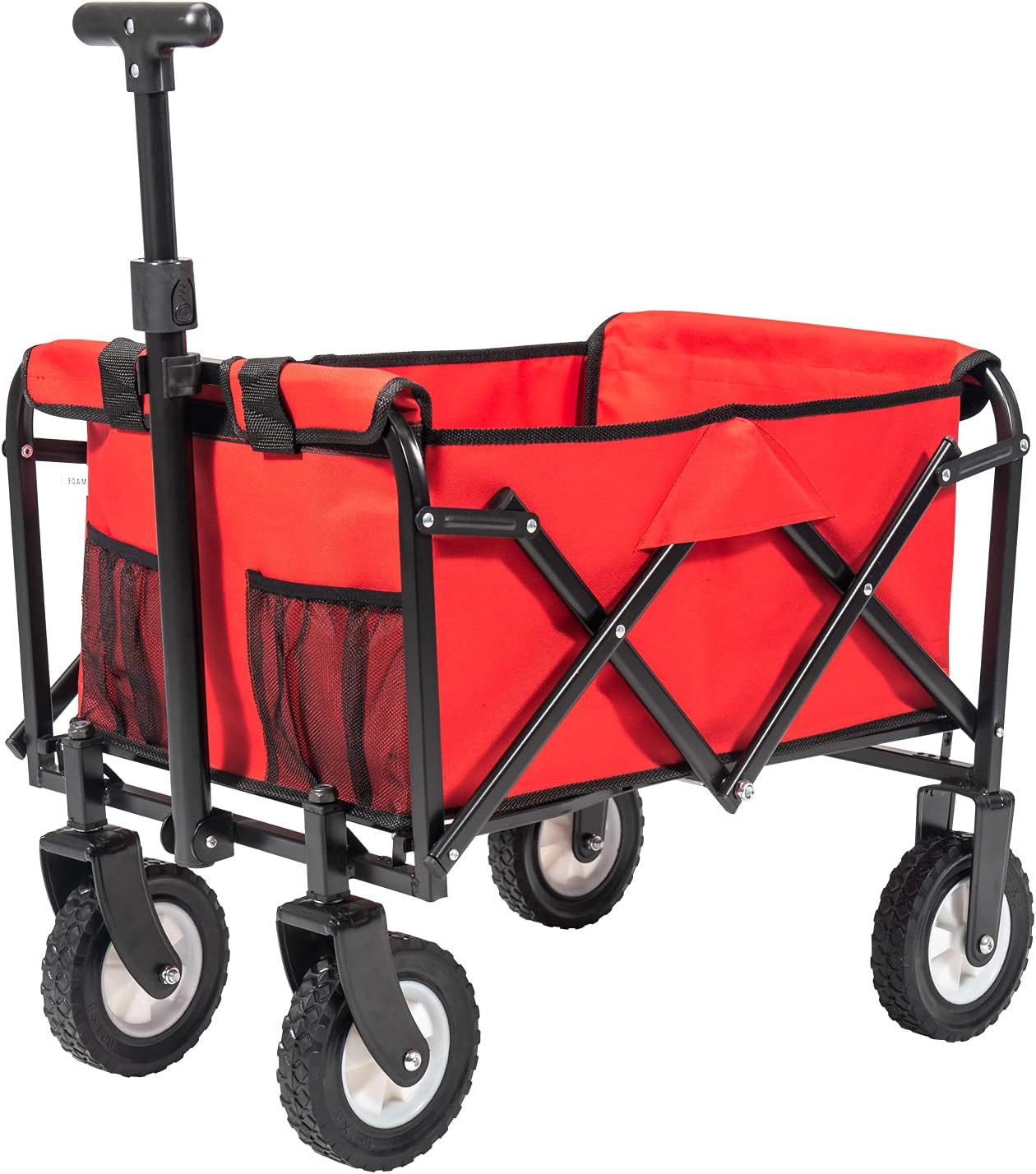 PA Collapsible Folding Wagon Utility Foldable Pull Cart Small Grocery Garden Cart Heavy Duty Beach Wagon Outdoor Sports Cart Blue
