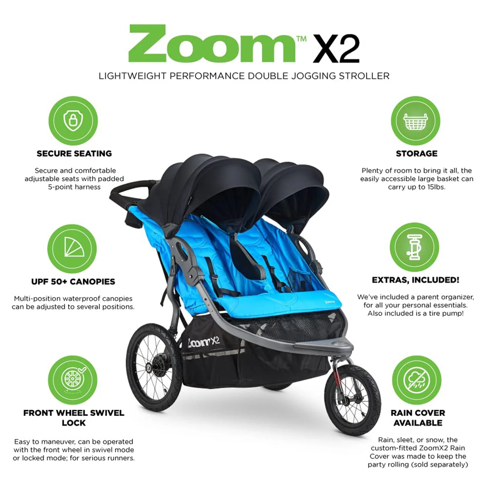 joovy ZoomX2 Double Jogging Stroller