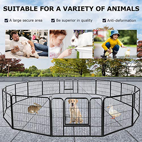 BestPet Dog Playpen Indoor 40 inch 16 Panels Metal Dog Pen Pet Dog Fence Outdoor Exercise Pen with Doors,Pet Puppy Playpen for RV Camping Yard, Black