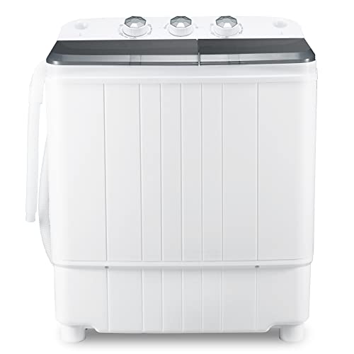 Portable Washing Machine Washer and Dryer Combo Twin Tub 2 In 1 Laundry Washer & Spinner with Built-in Gravity Drain Pump,for Apartment,Dorms,RV Camping