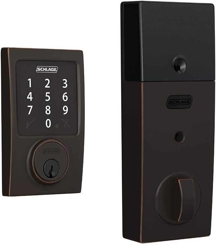 SCHLAGE BE469ZP CAM 605 Connect Smart Deadbolt With Alarm Inbuilt Camelot Trim In Bright Brass